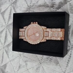 Rose gold bling watch NWOT